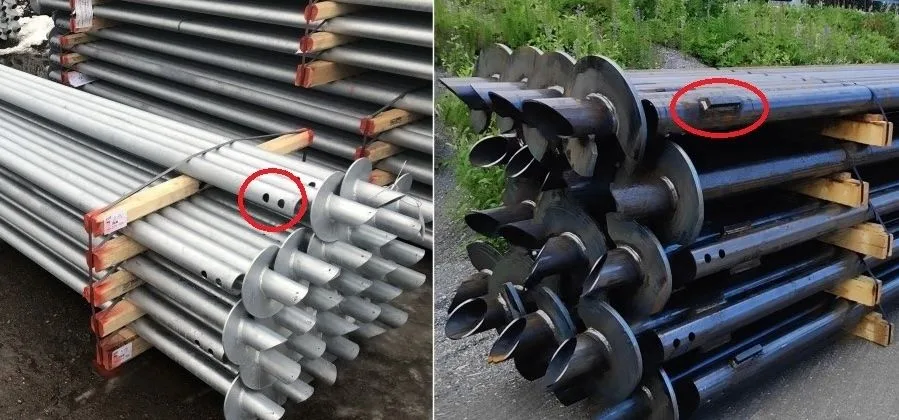 Vergleich von Mitnehmernocken- und Bolzenverbindung an Schraubpf&auml;hlen